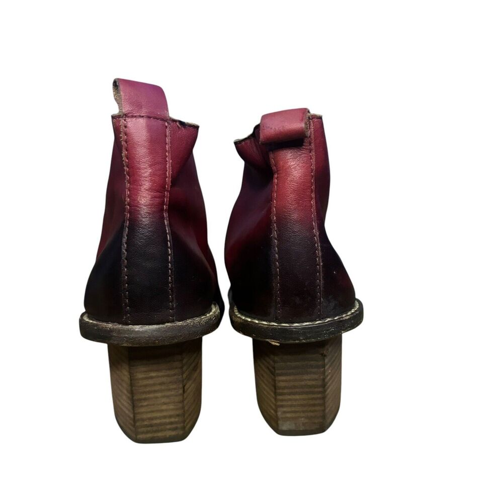 Celine Burgundy Block Heel V neck Boots 37 - Picture 4 of 11